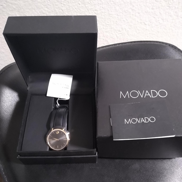 Authentic Movado Ultra-Slim Black Dial Ladies Watch - Picture 8 of 8